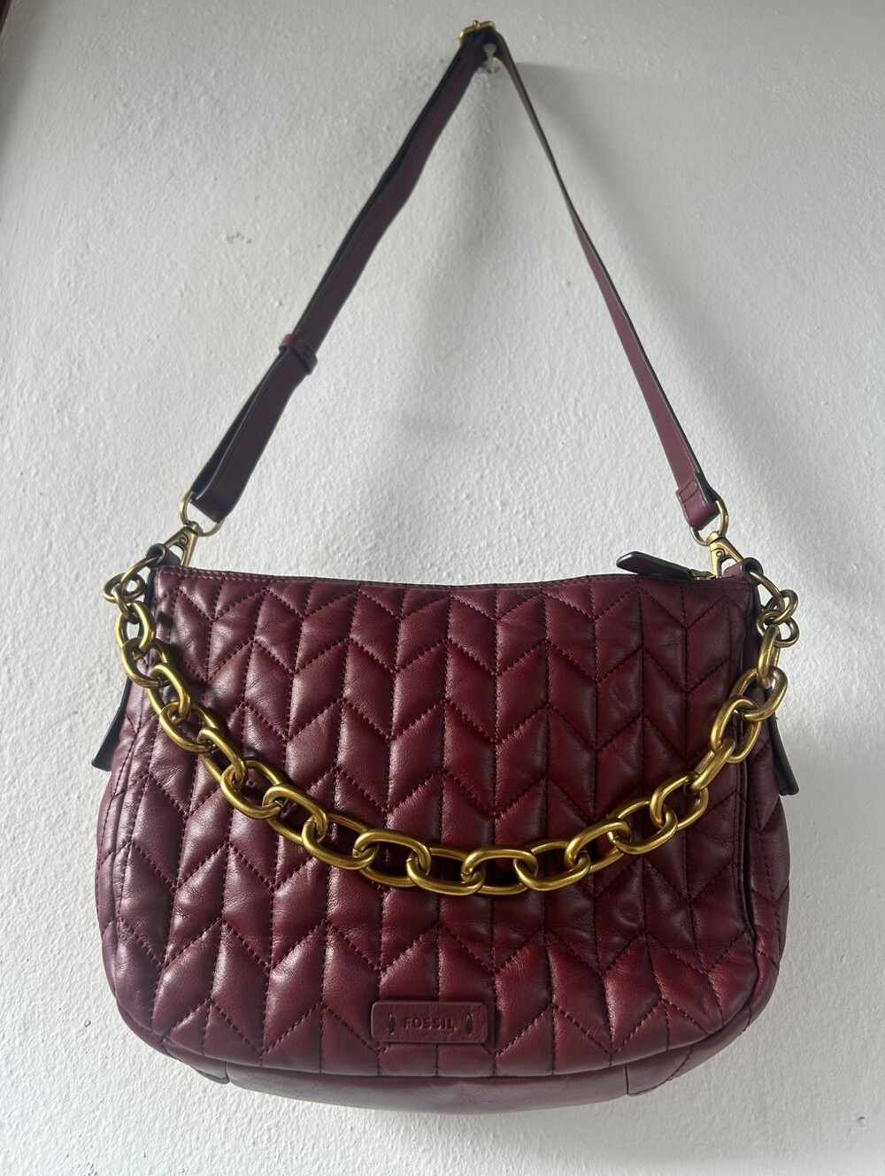Fossil Jolie Quilted Leather Crossbody & Shoulder Bag | Burgundy